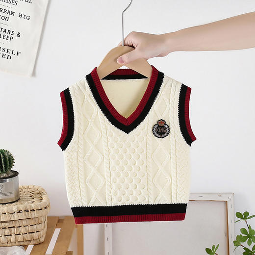 男童针织马甲V领春秋外穿女宝宝毛衣婴儿毛线马夹婴儿坎肩外搭洋 商品图1