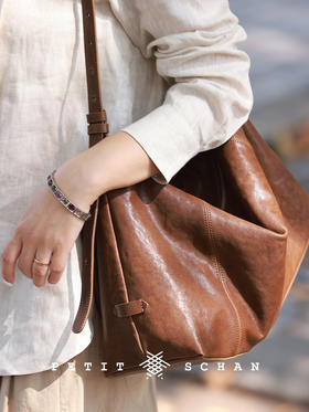 时光机 意大利进口头层植鞣牛皮高级感单肩斜挎包