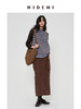 HIDEMI 水洗做旧感斜纹棉口袋工装式半身裙 黑色/古铜棕红 商品缩略图5