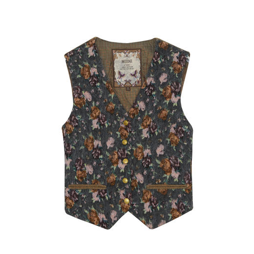 谜底花色马夹女2024秋新品复古风提花短款修身西装马甲243MM1085 商品图4