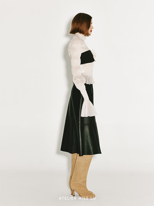 【牧羊诗人】多裁片拼接羊皮伞裙 商品图2