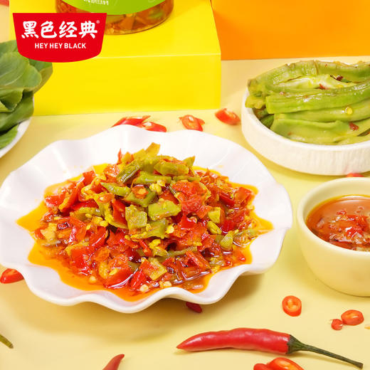 【57.6元任选3件】黑色经典鲜剁椒贡菜450g/瓶 地道湘味 爽口清脆拌饭拌菜百搭 商品图1