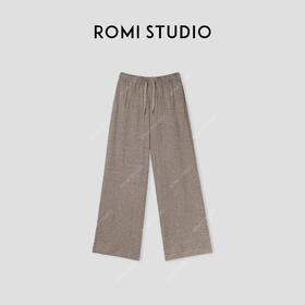 ROMI STUDIO“天生松弛”亚麻棉混纺肤感松紧腰直筒睡裤 24SSK428