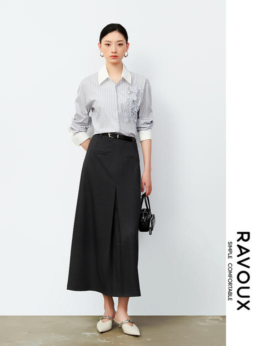 263129913前片打褶高腰半裙 商品图2