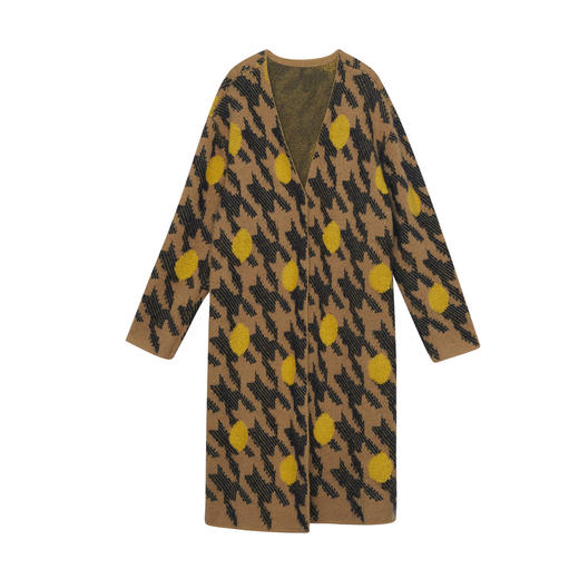 谜底长款针织开衫女2024秋款优雅时髦原创图案宽松毛衫243MZ1300 商品图4