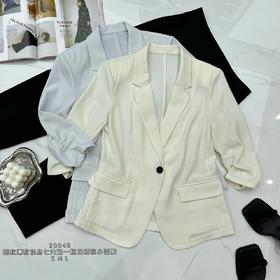 74W20048#修身七分袖一粒扣短款小西服