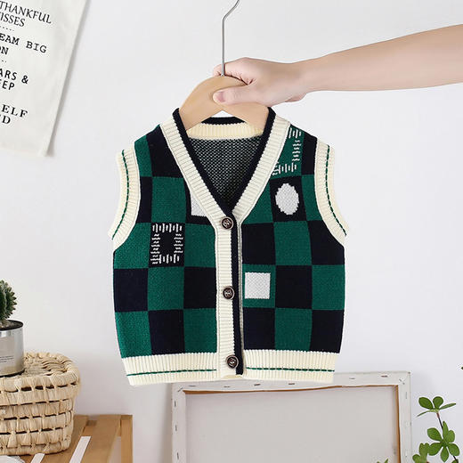 男女童针织马甲春秋外穿坎肩宝宝毛衣毛线开衫马夹婴儿V领背心 商品图3