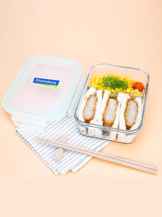 glasslock玻璃保鲜盒3件套便当盒上班族饭盒耐热钢化玻璃（白色） 商品图3