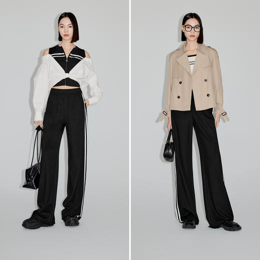 【积分换购不退货】【特惠不退货】伊芙丽春秋直筒休闲阔腿裤1F3150071 商品图1