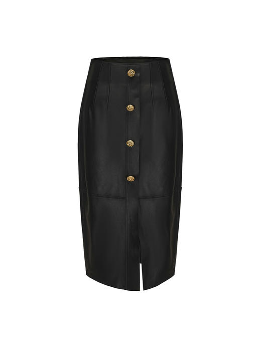 【乌玛瑟曼】多裁片拼接修身羊皮半裙 商品图4