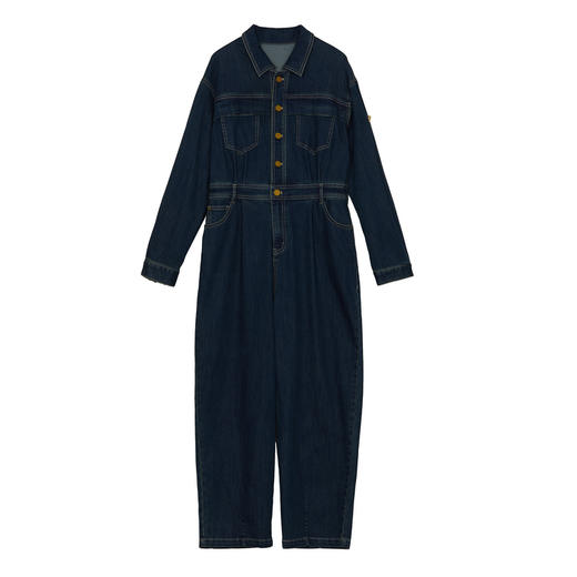 谜底牛仔连体裤女2024秋季新品复古风时髦宽松直筒长裤243MK1113 商品图4