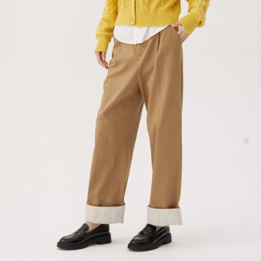 谜底直筒裤女2024秋季新品通勤风宽松裤脚外翻休闲长裤243MK1136 商品图1