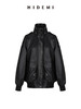 HIDEMI 极简大廓形口袋设计感飞行员立领式oversize落肩款可再生环保皮衣外套 商品缩略图6