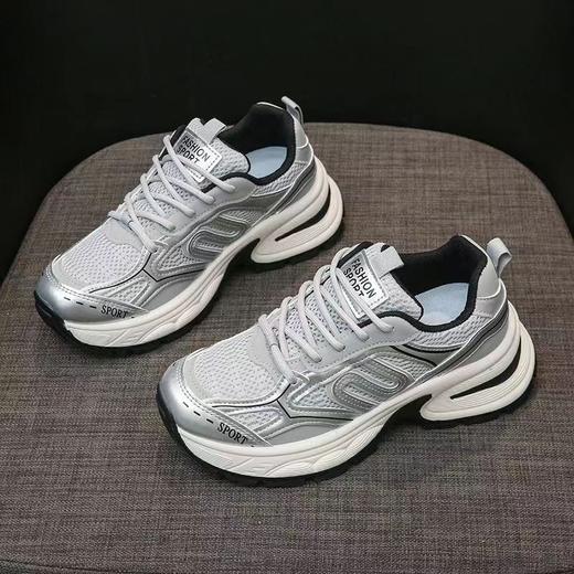 【2024年Cuckoo Bird拼色厚底老爹鞋】 增高轻便运动鞋 休闲百搭 时尚拼色网面 复古炸街 商品图3