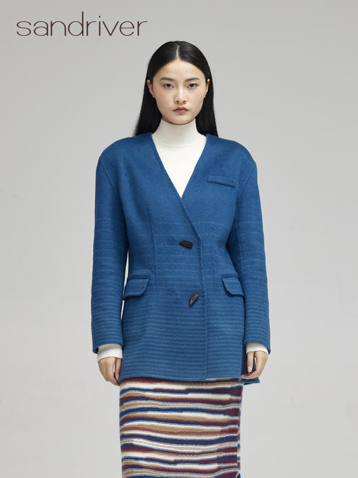 青海羊绒呢三色水波纹女士西装SJF96W393N 商品图0