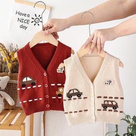男女童针织开衫马甲春外穿宝宝卡通毛衣秋V领婴儿毛线小背心马夹