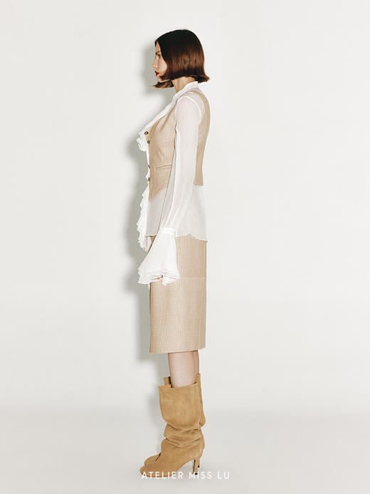 【温特斯诺】多裁片拼接修身羊毛灯芯绒半裙 商品图1