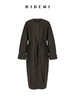 HIDEMI 极简廓形设计感圆领抽绳腰带式进口绵羊毛肌理感浮雕艺术感粗花呢毛呢长款大衣 商品缩略图5