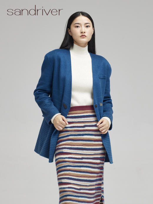 青海羊绒呢三色水波纹女士西装SJF96W393N 商品图4