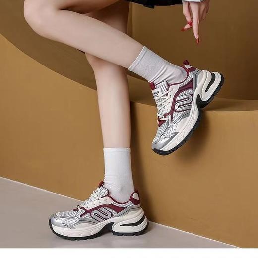 【2024年Cuckoo Bird拼色厚底老爹鞋】 增高轻便运动鞋 休闲百搭 时尚拼色网面 复古炸街 商品图0