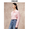 VIMAGE纬漫纪秋季新款简约时尚粉色通勤显瘦衬衫上衣V2213843 商品缩略图3