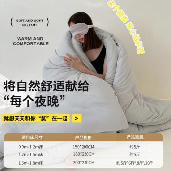南极人被子 春秋四季被双人被芯被褥棉被空调被5斤 200*230cm灰色 商品图1