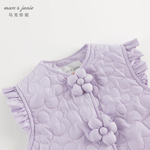 马克珍妮女童甜美优雅立体小花夹棉马甲2024年秋冬新款241390 商品图3