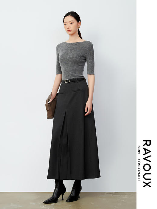 263129913前片打褶高腰半裙 商品图4