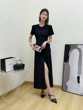 G09723#针织牛仔连衣裙