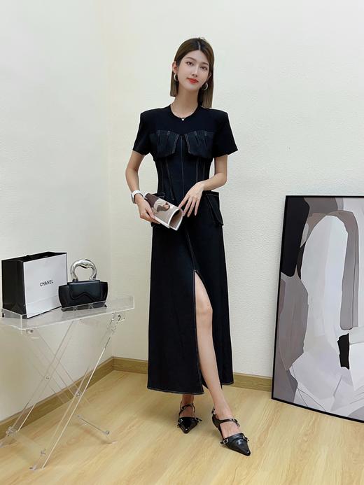 G09723#针织牛仔连衣裙 商品图0