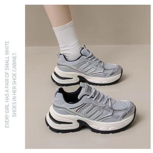 【2024年Cuckoo Bird拼色厚底老爹鞋】 增高轻便运动鞋 休闲百搭 时尚拼色网面 复古炸街 商品图1