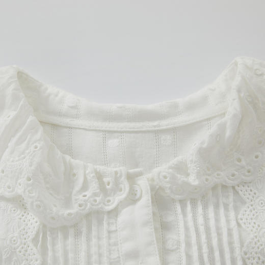 谜底白衬衫长袖女士2024秋新品复古田园风荷叶边领衬衣243MC1007 商品图3