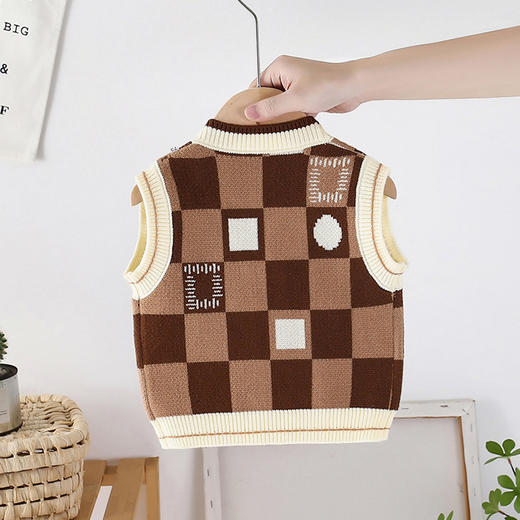 男女童针织马甲春秋外穿坎肩宝宝毛衣毛线开衫马夹婴儿V领背心 商品图2