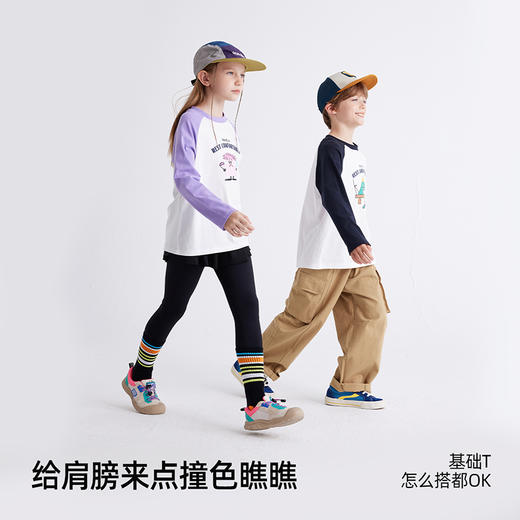 【更丝滑的棉 “210g新氧棉”】儿童趣味涂鸦山系撞色T恤 PQTX2423 商品图1