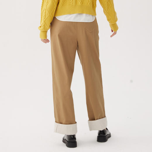 谜底直筒裤女2024秋季新品通勤风宽松裤脚外翻休闲长裤243MK1136 商品图2