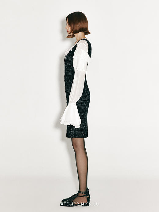 【吉普赛浪漫】复古金属扣粗花呢修身连衣裙 商品图1