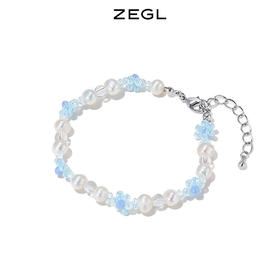ZEGL蓝色米珠珍珠拼接手链度假风手链