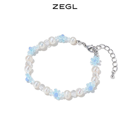 ZEGL蓝色米珠珍珠拼接手链度假风手链 商品图0