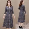 QYMJJ-92510-Y 妈妈装长袖连衣裙秋季新款时尚女装中长款衬衣领腰带口袋裙 商品缩略图2
