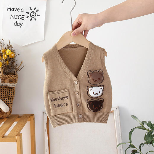 婴儿马甲春秋男宝宝针织开衫小背心儿童薄款上衣女童马夹毛线坎肩 商品图3