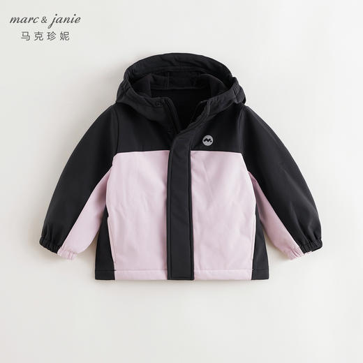 马克珍妮男女童撞色连帽软壳外套2024秋冬新款241137 商品图1
