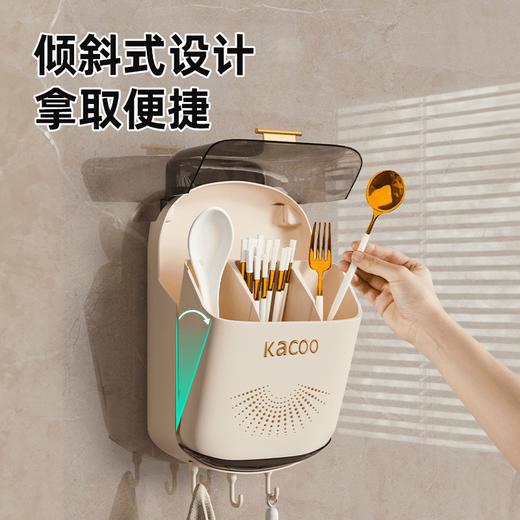 家用带盖防尘筷子筒壁挂式厨房沥水置物架餐具筷子收纳盒筷子收纳 商品图1