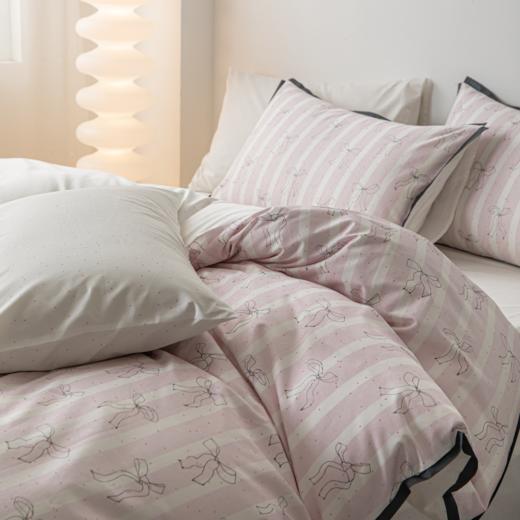 多喜爱 好朋友系列 高密全棉卡通数码印花三/四件套 粉色蝴蝶结/平行灰蓝 商品图1