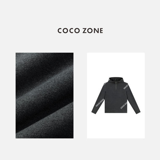 COCO ZONE 设计感简约半开领T恤气质连帽女上衣CC2C1895 商品图2