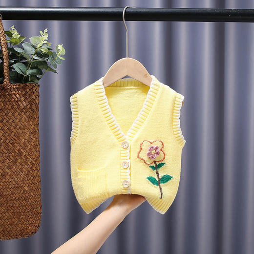 女童针织马甲春秋外穿2023宝宝毛衣婴儿毛线马夹婴儿毛衣马甲 商品图2