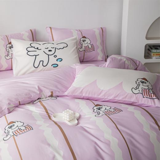 多喜爱 好朋友系列 高支高密全棉套件 卡通数码印花三/四件套 呆萌小狗/瞌睡小狗/波点兔/顽皮兔 商品图7
