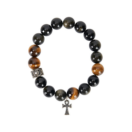 大英博物馆 埃及系列 荷鲁斯之眼 安卡 虎睛石银曜石手串 商品图4