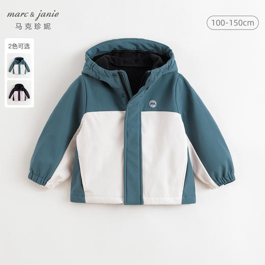马克珍妮男女童撞色连帽软壳外套2024秋冬新款241137 商品图0
