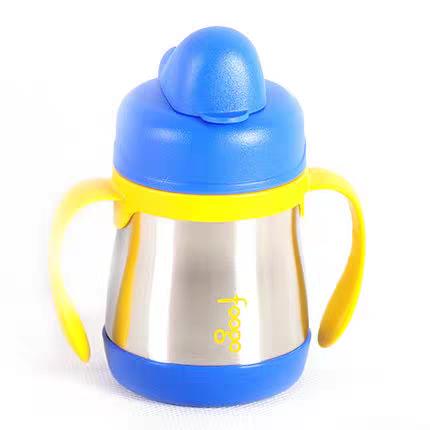 膳魔师儿童狮子不锈钢吸管杯保温杯带手柄防漏婴儿水杯宝宝学饮杯 商品图1
