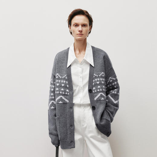 【商场同款】麦檬冬费尔岛提花针织开衫外套5EC134461 商品图1